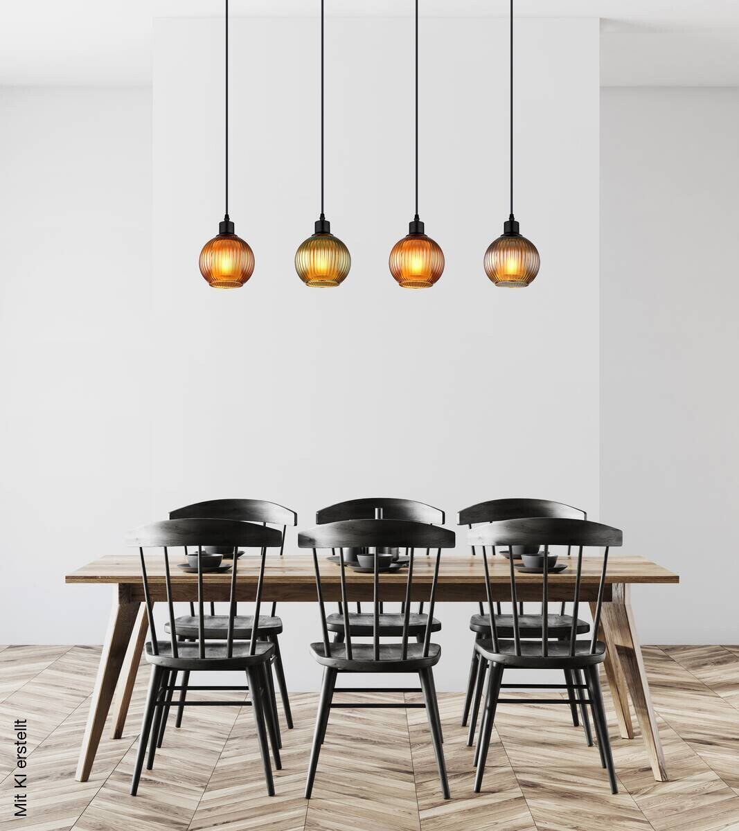 GLOBO Pendelleuchte Zumba Metall Glas B/H/L: ca. 15x120x90 cm E27 4 Brennstellen