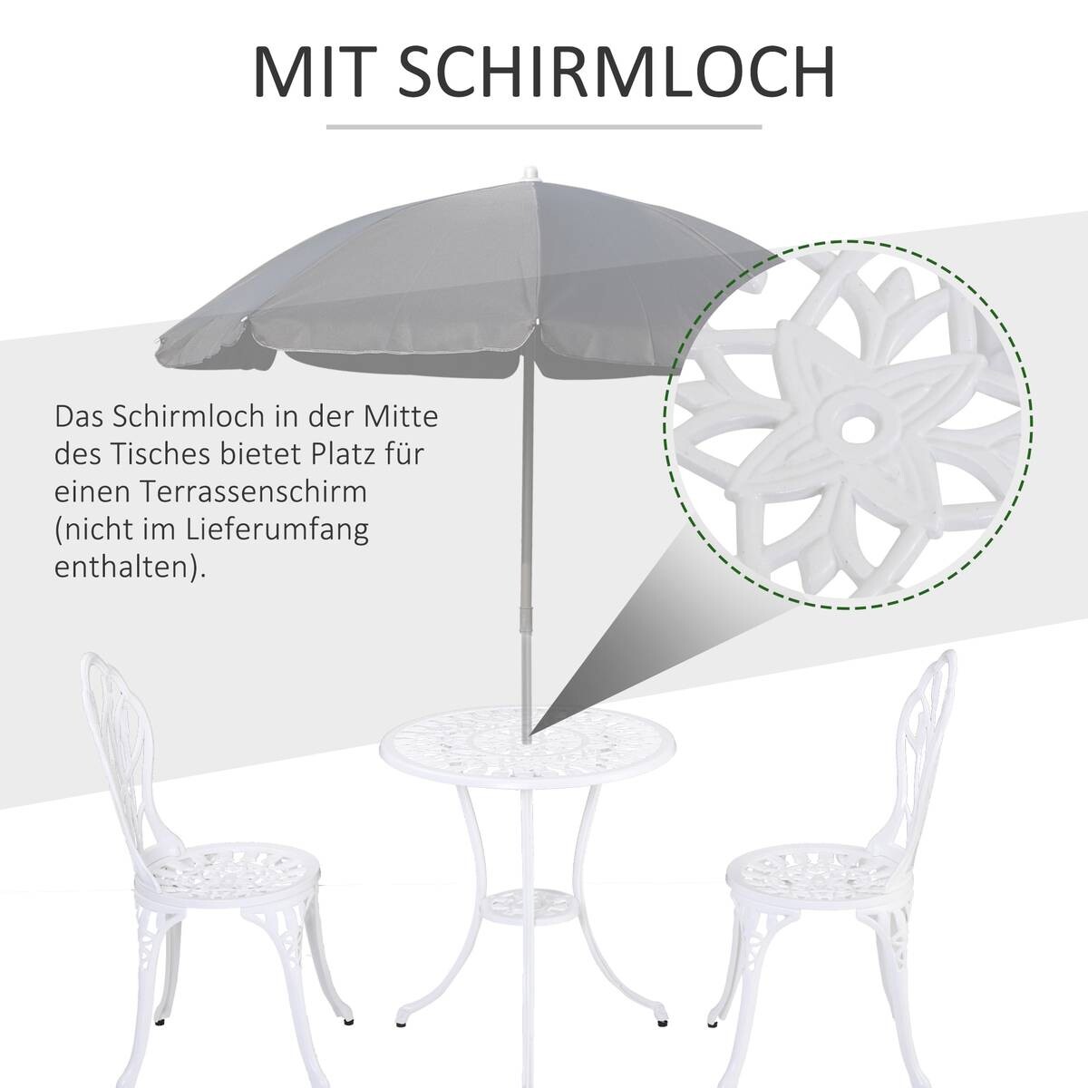 Outsunny Gartenmöbel-Set weiß Aluminium