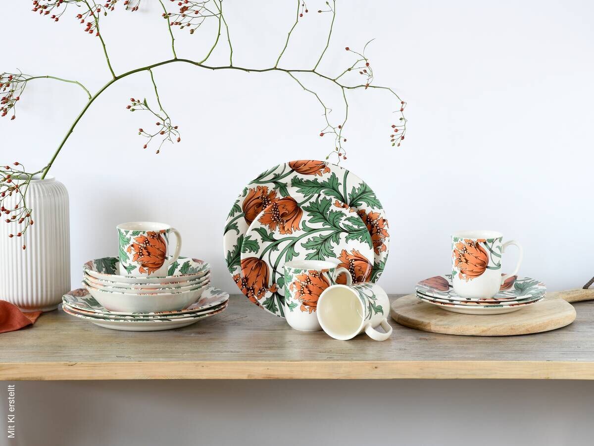 CreaTable Kombiservice Florentina rot Steingut 16 tlg.