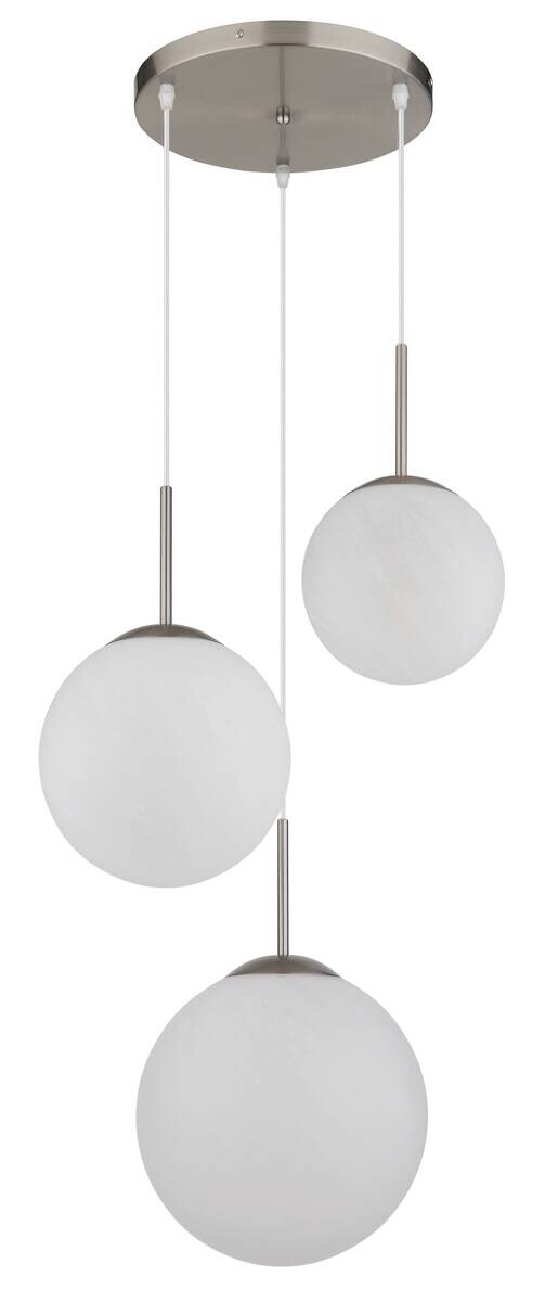 GLOBO Pendelleuchte KOP 30529301 nickel Opal klar Metall Glas H/D: ca. 120x50 cm E27 3 Brennstellen