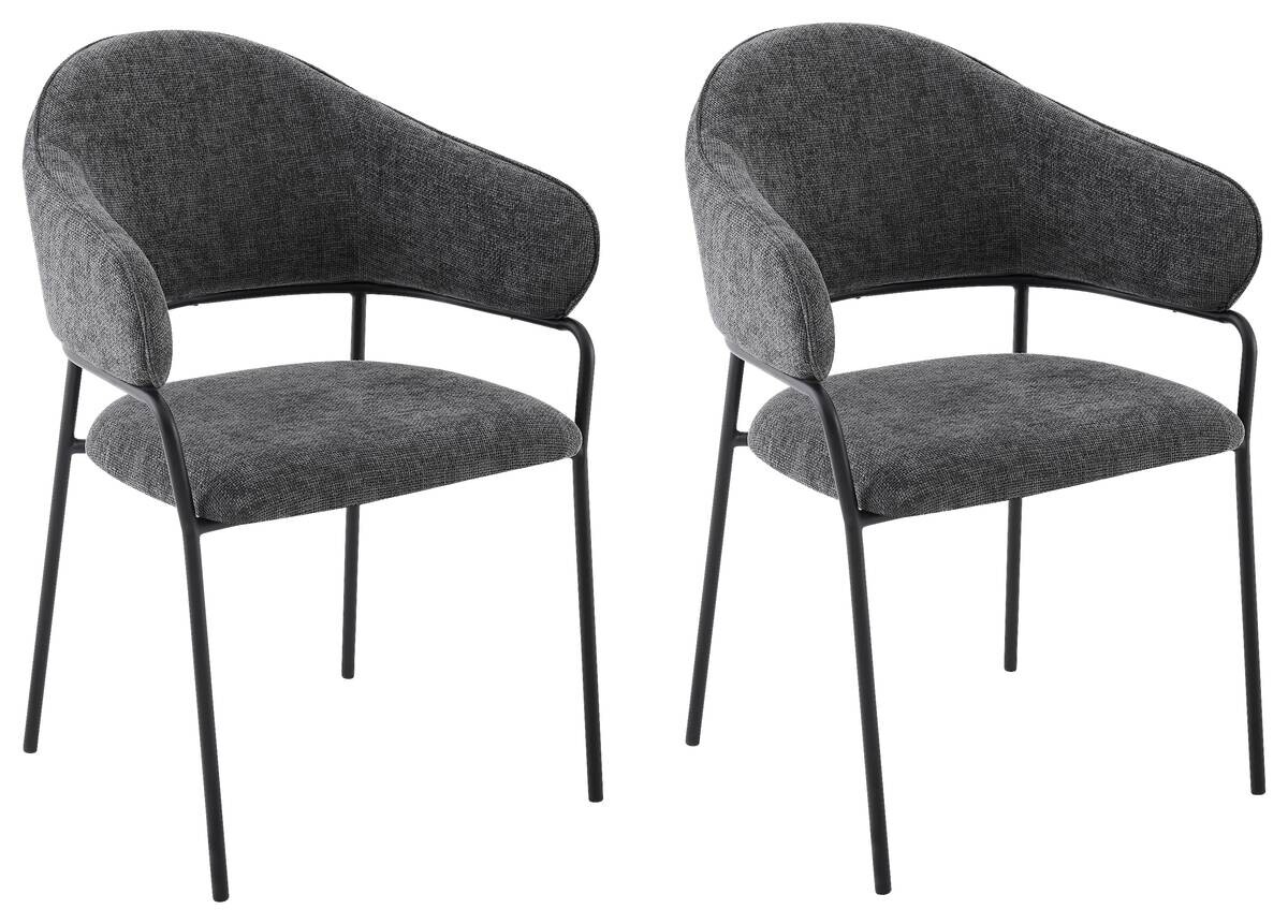 Stuhl CURVE, 2er-Set grau Stoff B/H/T: ca. 60x86x58 cm