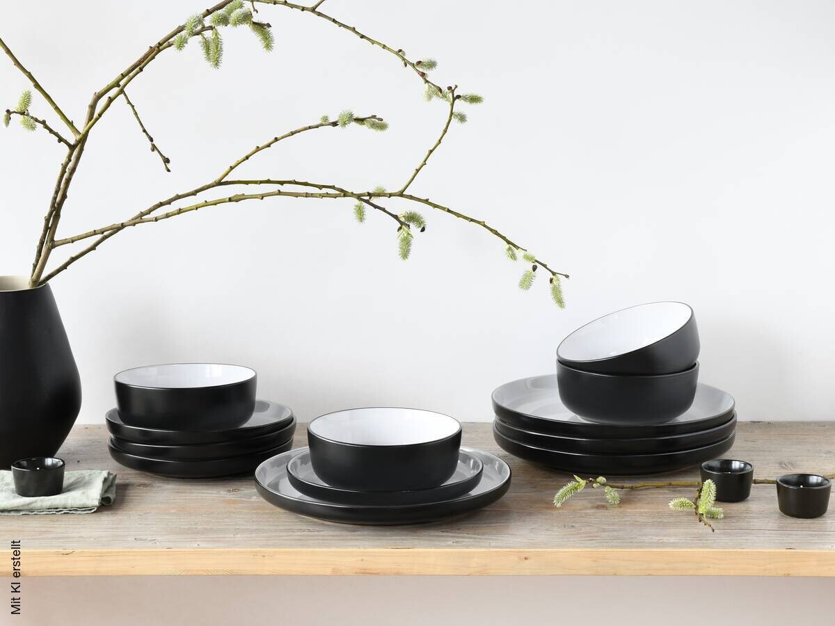 CreaTable Tafelservice Nordic weiß Steinzeug 12 tlg.