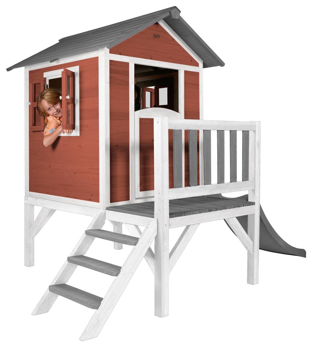 AXI Spielhaus Lodge XL rot B/H/L: ca. 240x189x167 cm