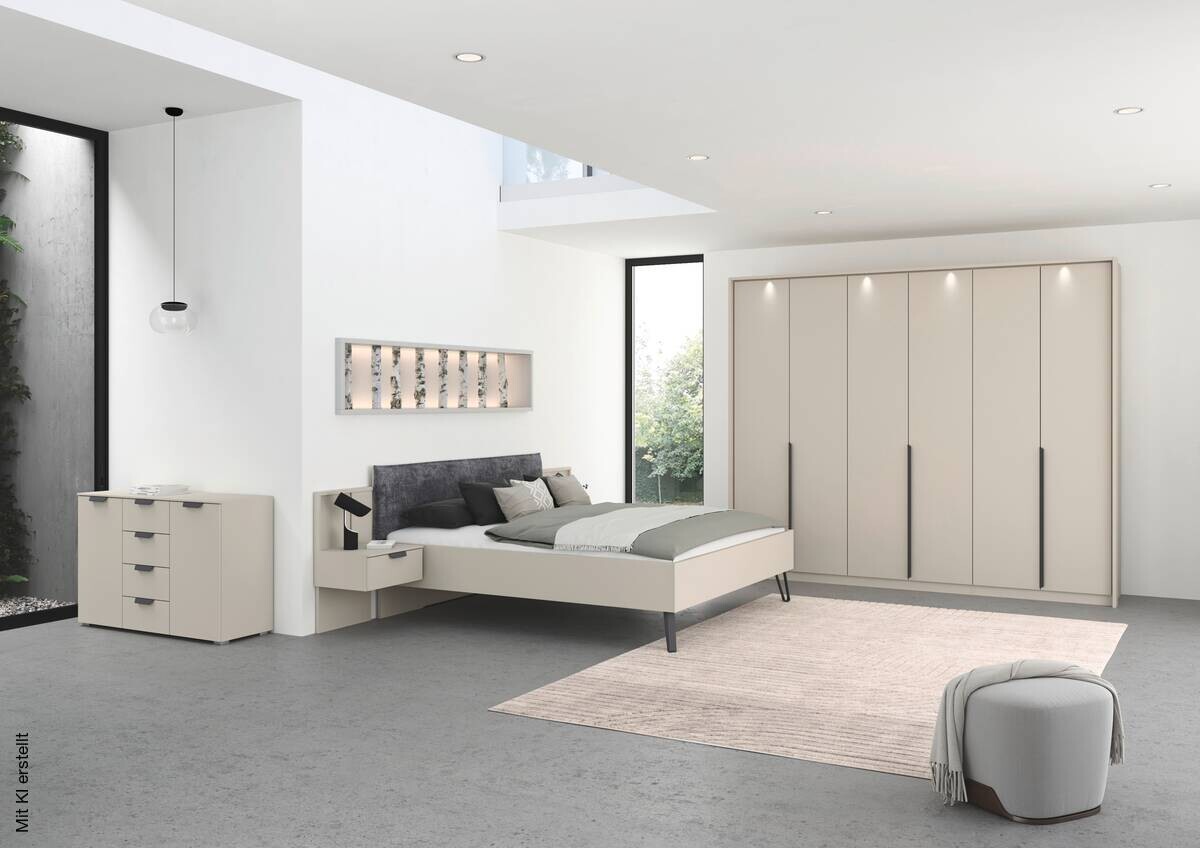 Bett Briona champagner B/H/T: ca. 196x97x209 cm Liegefläche B/L: ca. 180x200 cm