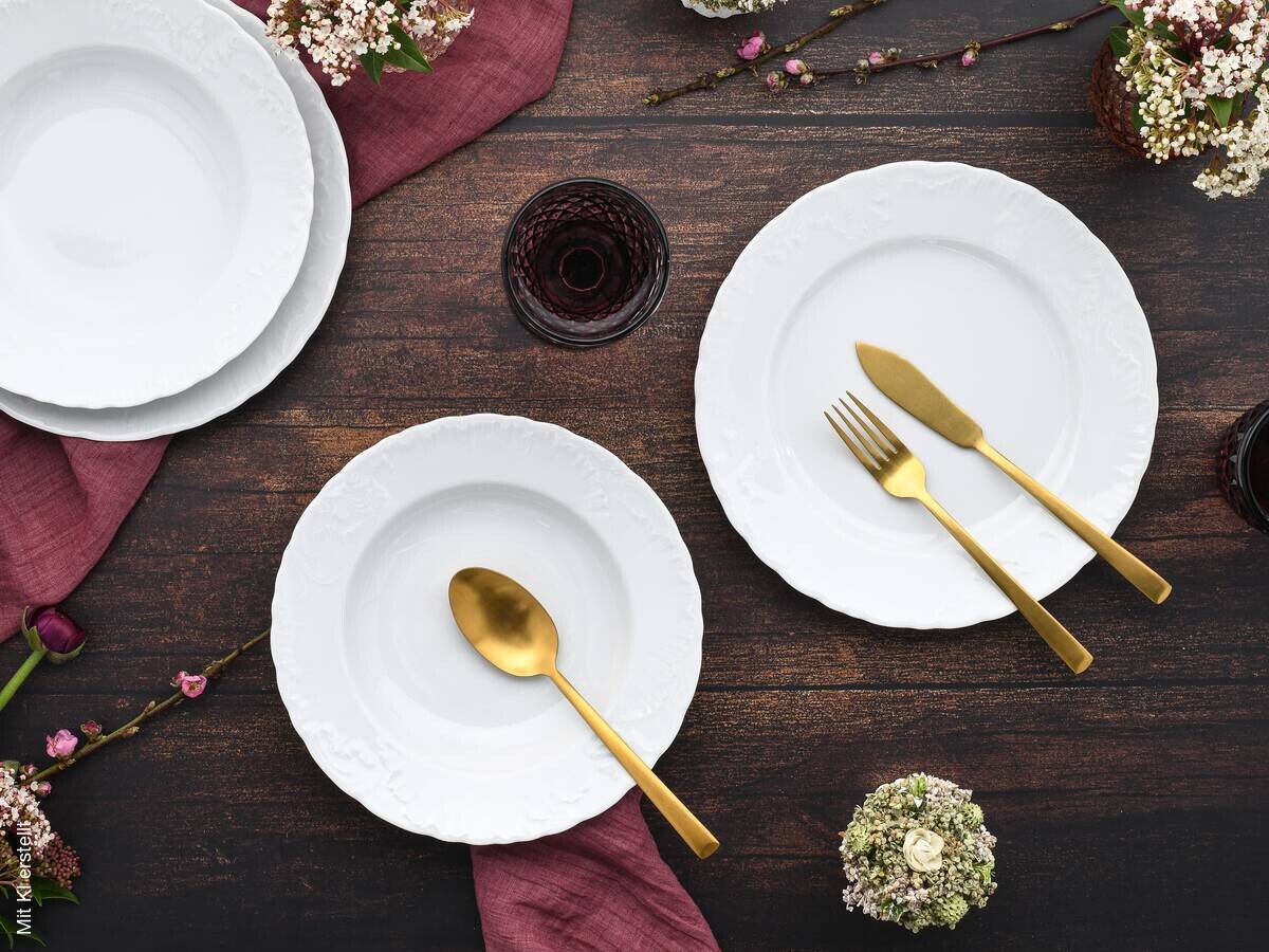 CreaTable Tafelservice Rokoko weiß Porzellan 12 tlg