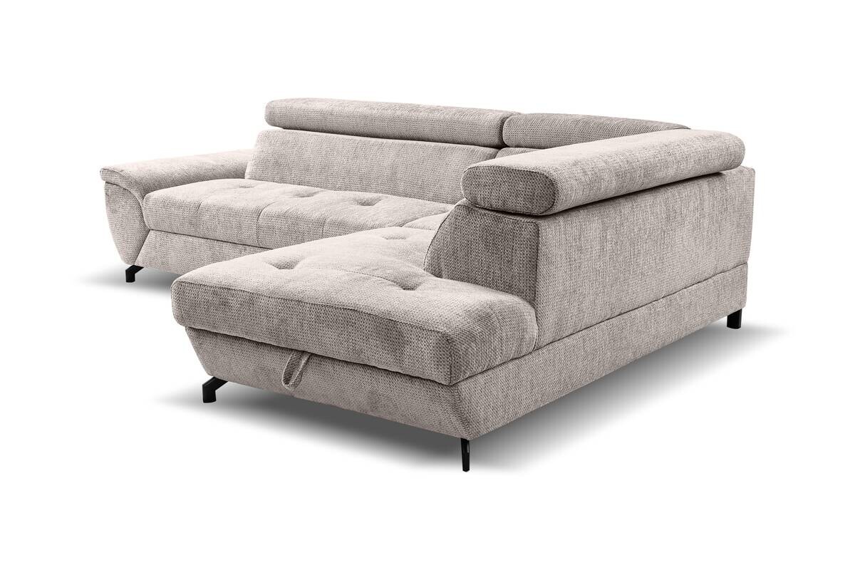 Ecksofa mit Bettfunktion und Bettkasten grau Microfaser B/H/T: ca. 263x77x210 cm