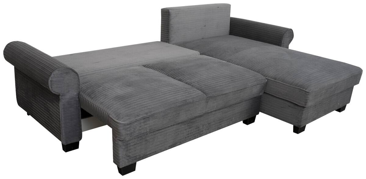 Ecksofa mit Bettfunktion und Bettkasten grau Microfaser B/H/T: ca. 293x96x178 cm