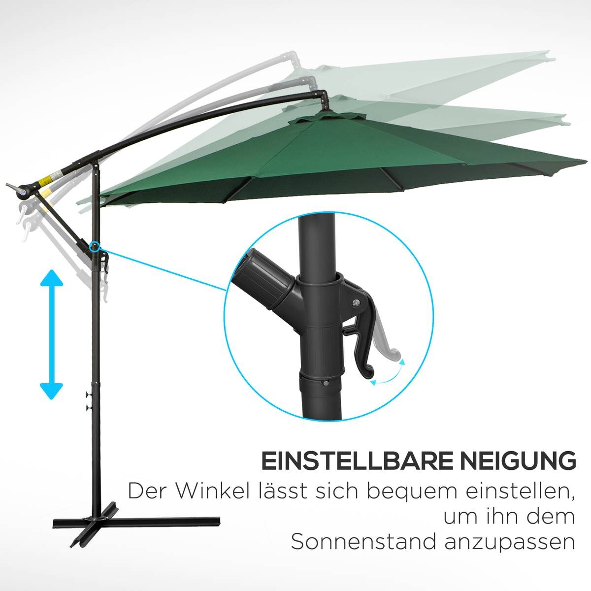 Outsunny Ampelschirm grün Stahl H/D: ca. 245x295 cm