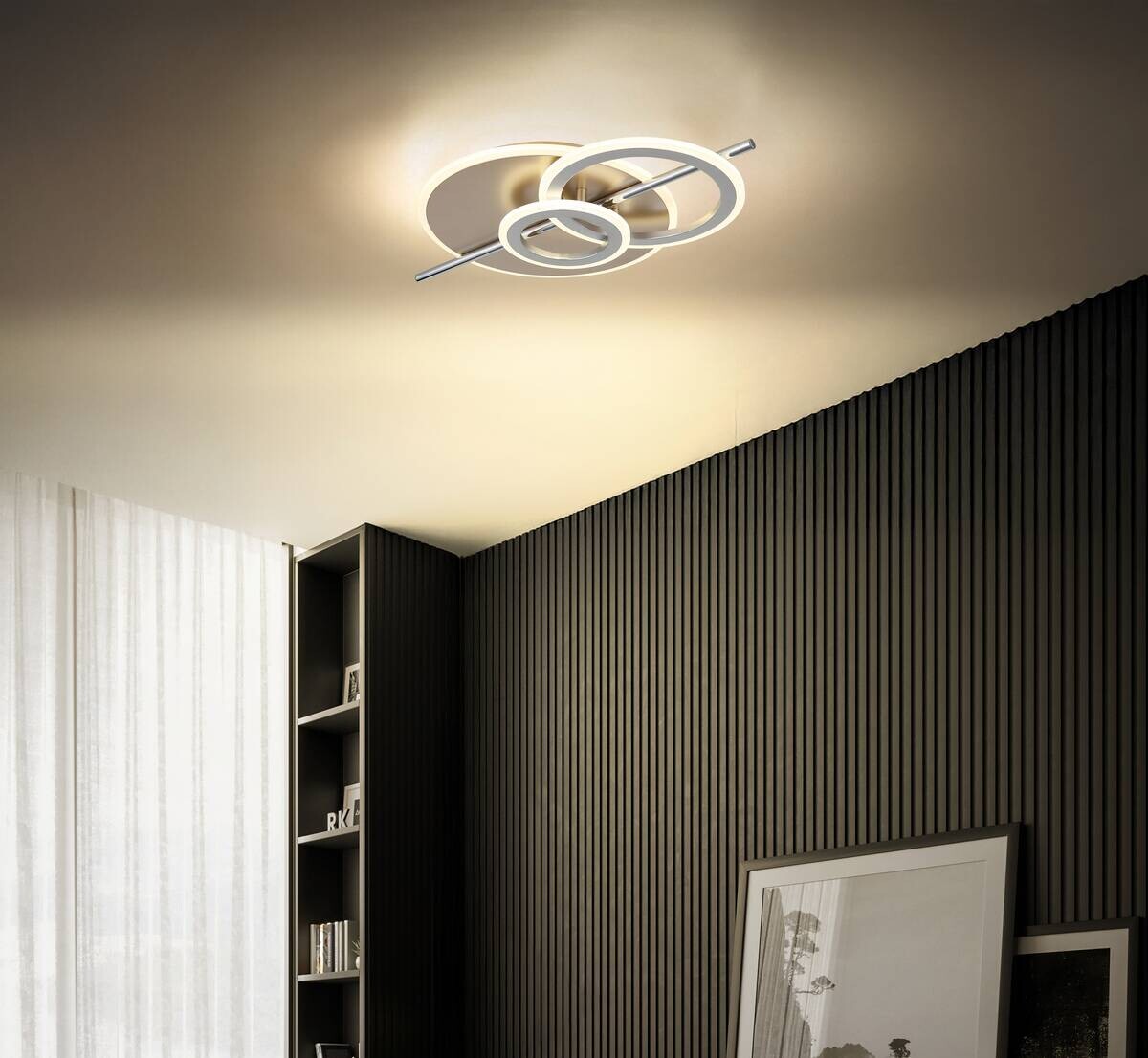 GLOBO LED-Deckenleuchte Opal champagner Metall B/H/L: ca. 32x8,5x55 cm 1 Brennstellen