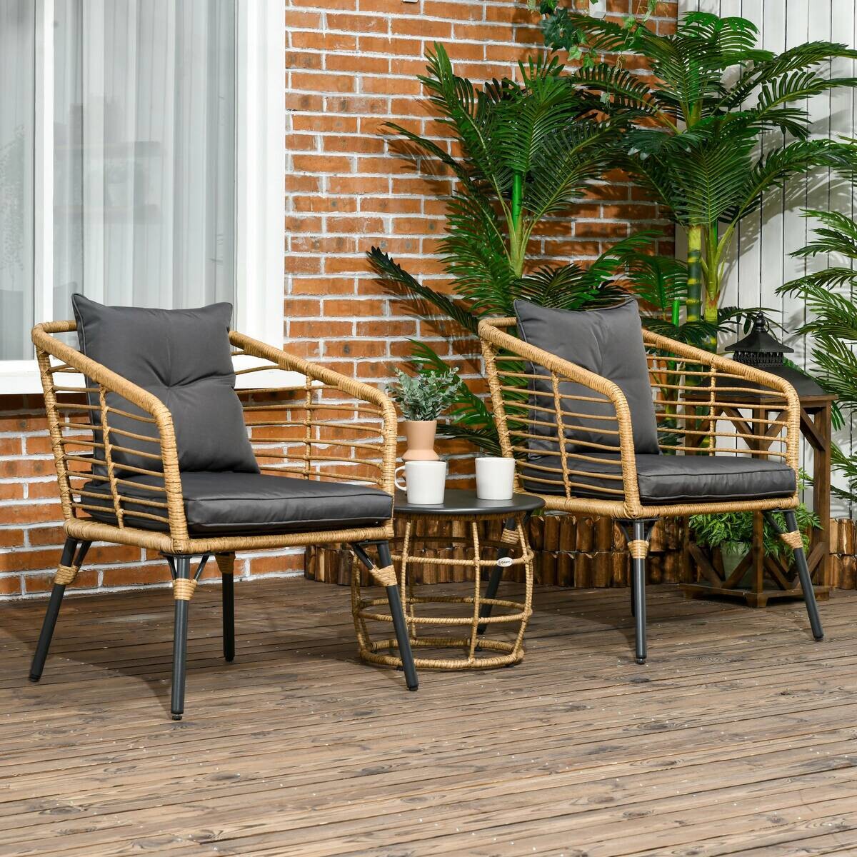 Outsunny Sitzgruppe dunkelgrau Edelstahl B/H/L: ca. 65x62x78 cm
