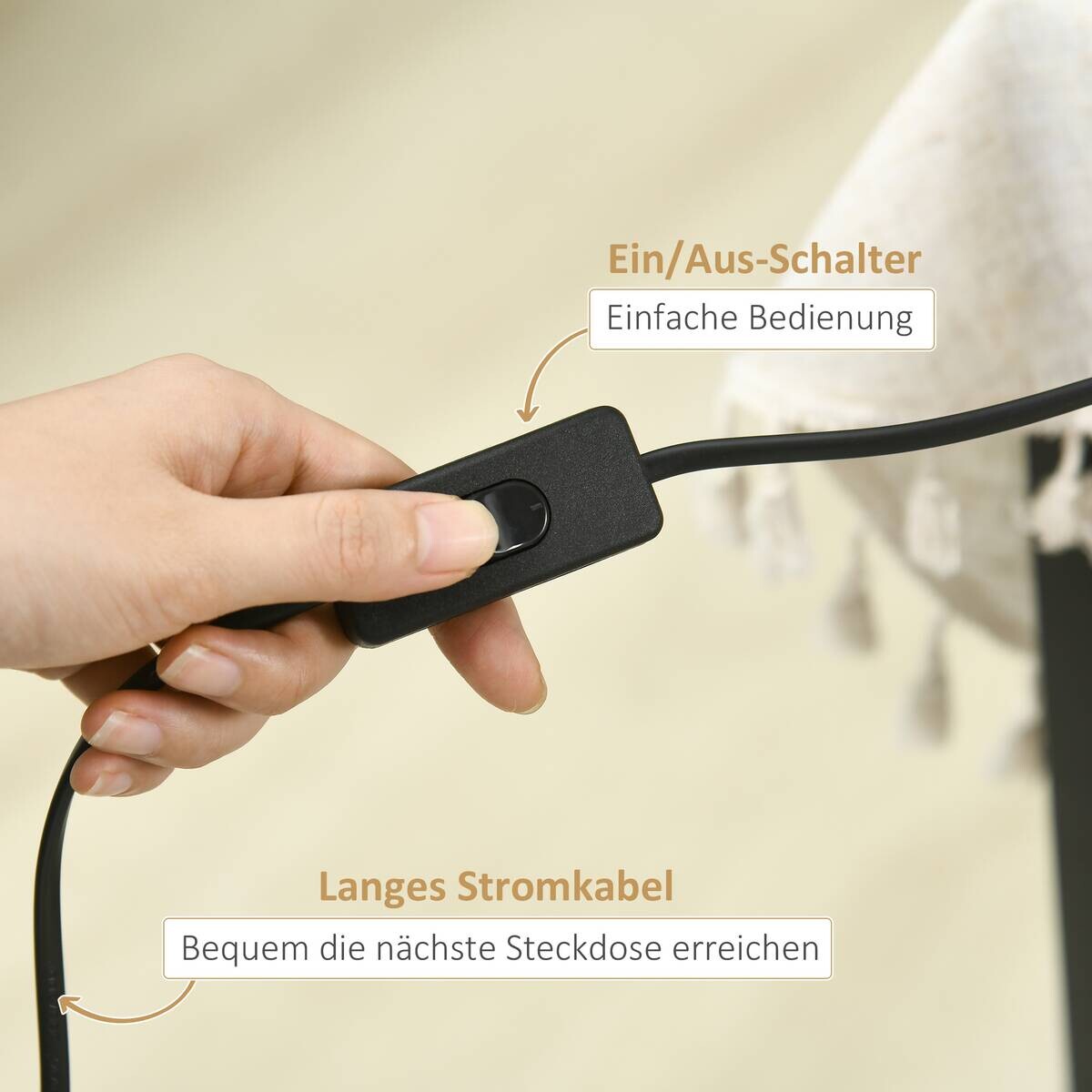 HOMCOM Schreibtischleuchte weiß Edelstahl Polypropylen Bambus B/H/L: ca. 15,5x36x50 cm E27 1 Brennstellen