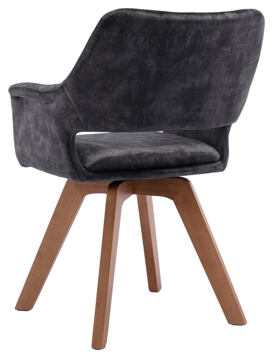 Stuhl KLARA 2er-Set anthrazit Vintage Samt Holz B/H/T: ca. 52x89x63,5 cm