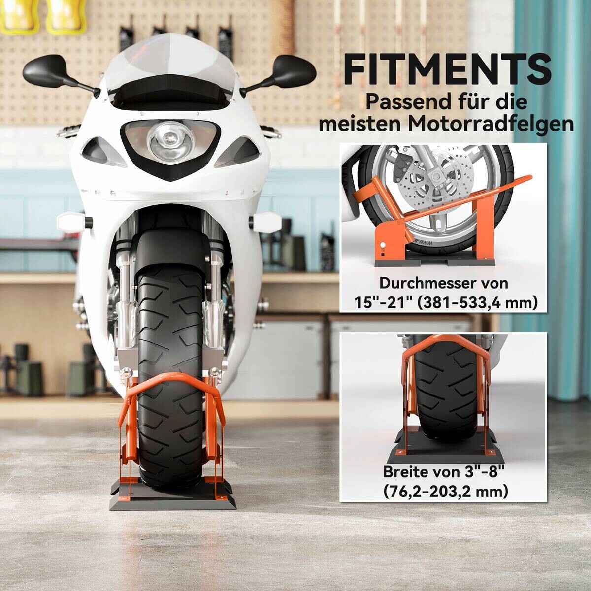 HOMCOM Motorradständer orange B/H/T/L: ca. 27x33,5x27x71,5 cm