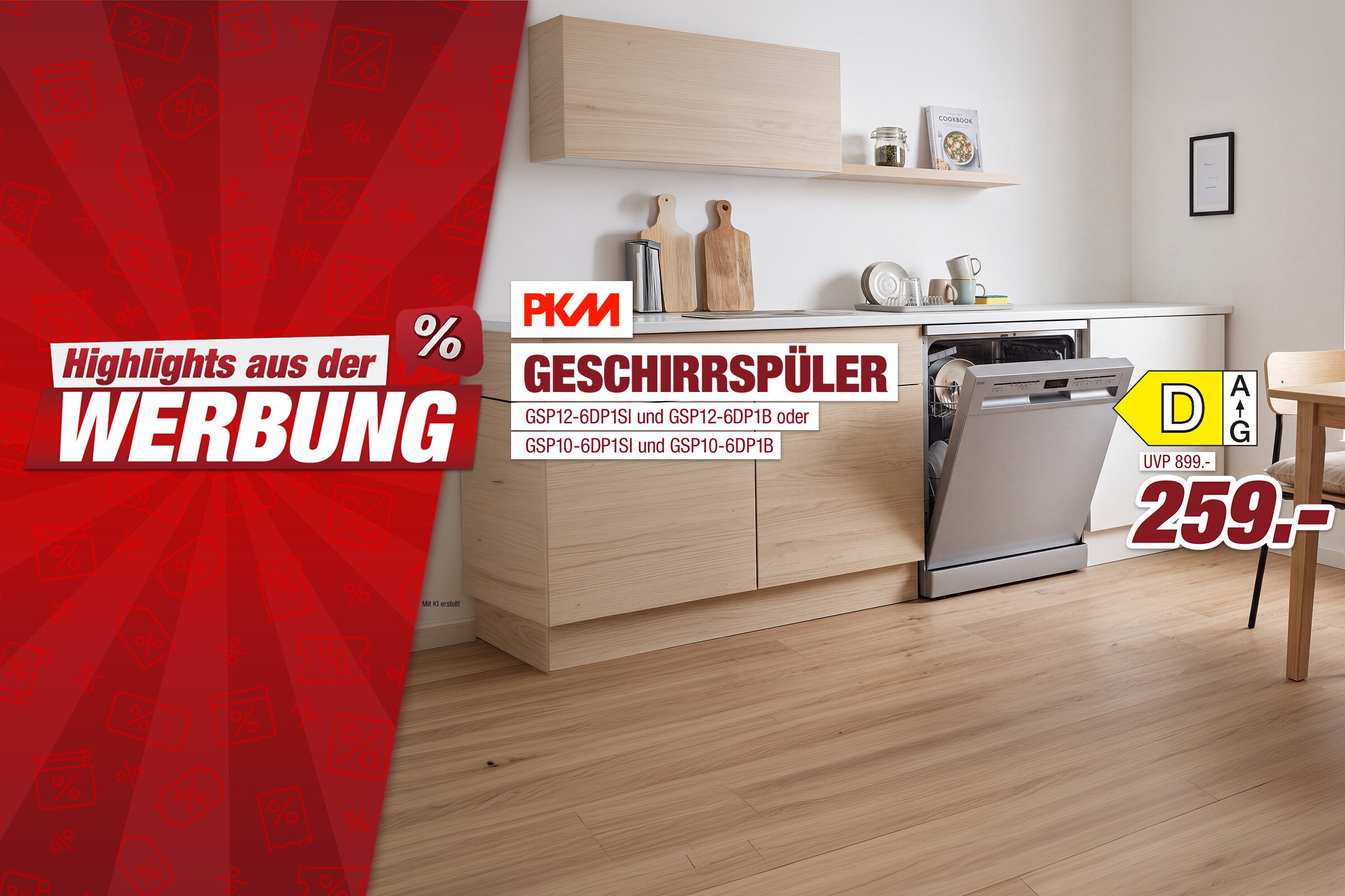 Unsere Werbe Highlights - Geschirrspüler GSP12-6DP1SI und GSP12-6DP1B oder GSP10-6DP1SI und GSP10-6DP1B
