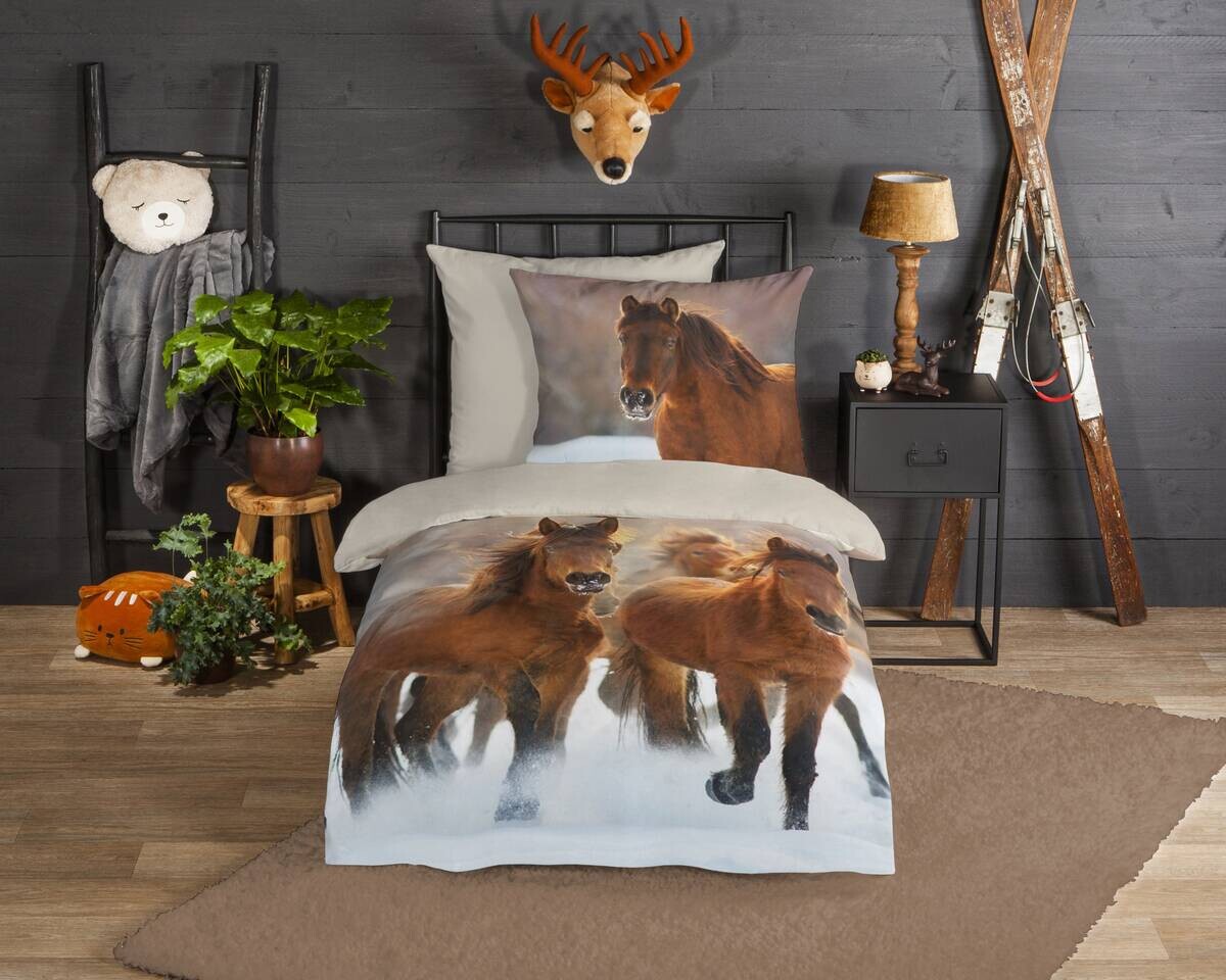 Baumwoll Bettwäsche Ponies Flanell Multi Baumwolle B/L: ca. 135x200 cm