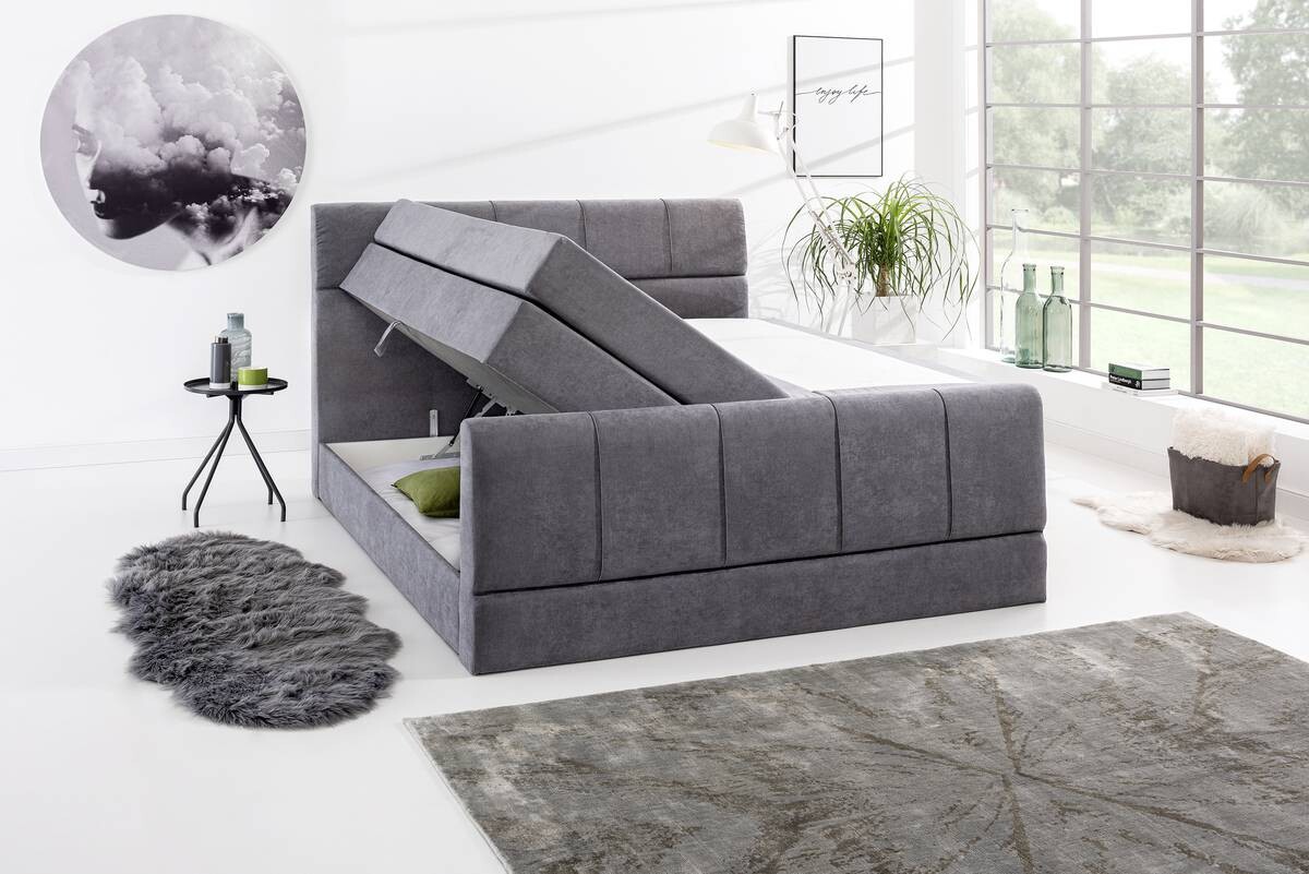Boxspringbett Nadira grau Liegefläche B/L: ca. 180x200 cm