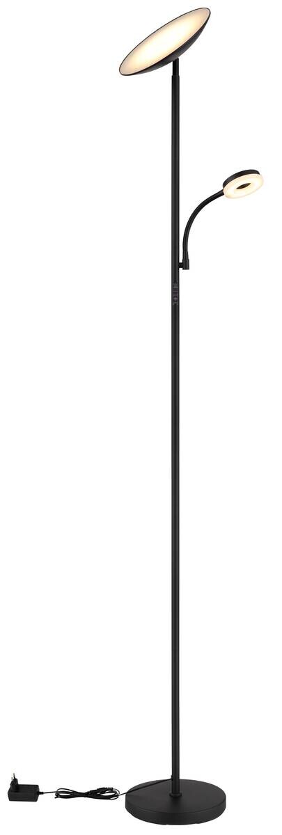 GLOBO Stehlampe Opal Chrom schwarz Metall Kunststoff H/D: ca. 179x25 cm 1 Brennstellen
