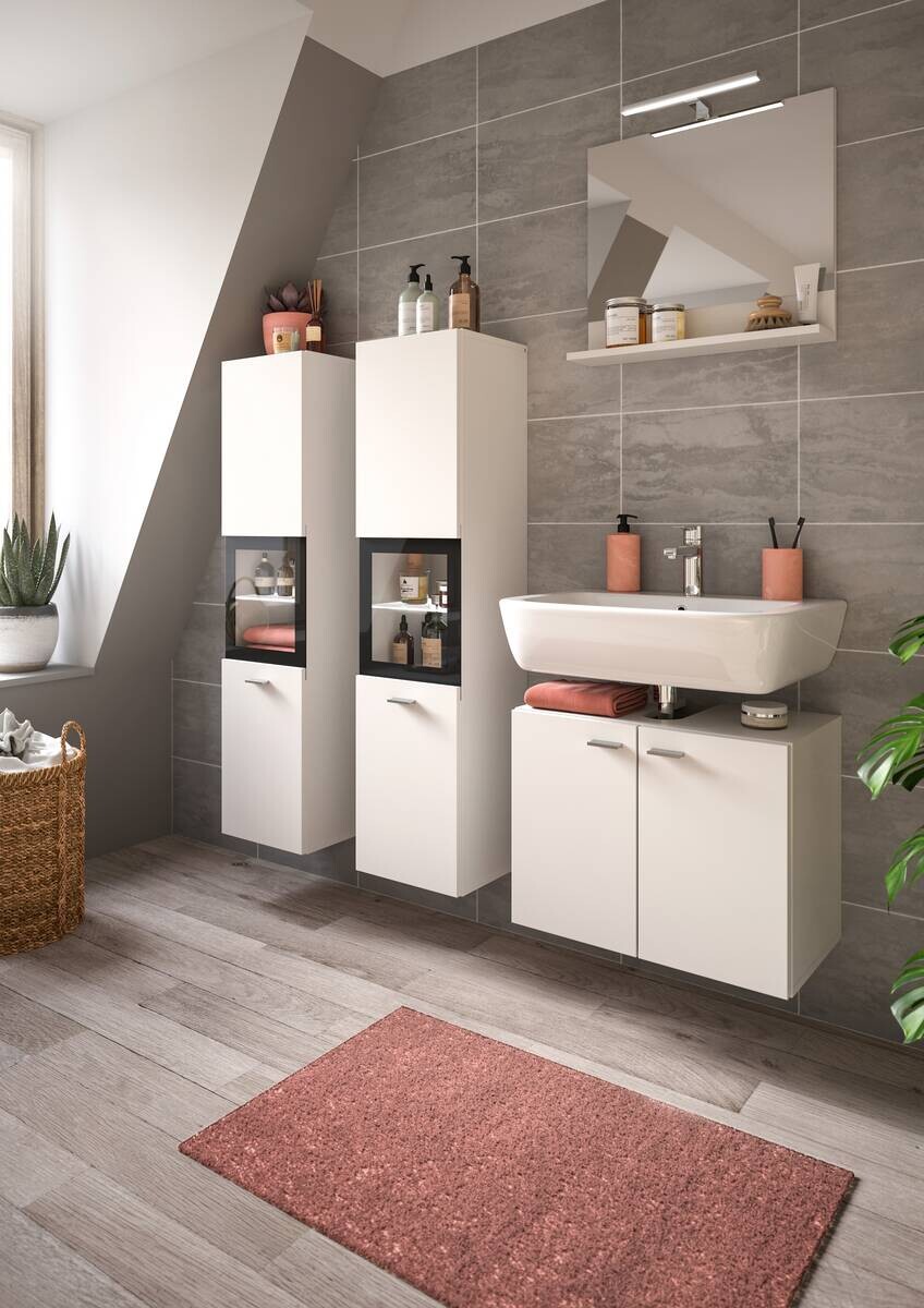 Badezimmer-Set BOSTON weiß schwarz B/H/T: ca. 137x186x33 cm