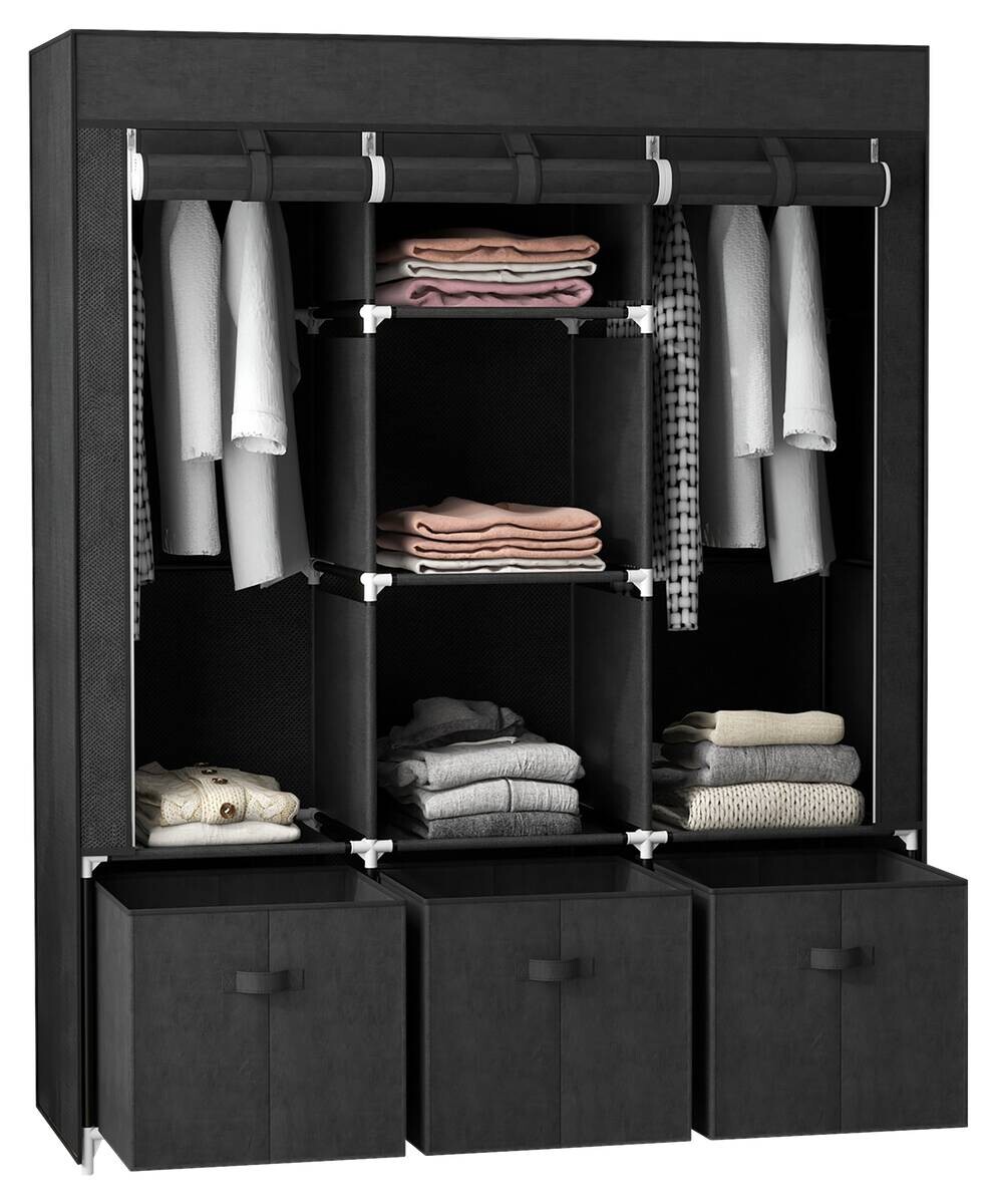 HOMCOM Kleiderschrank schwarz Polypropylen B/H/L: ca. 43x125x162,5 cm
