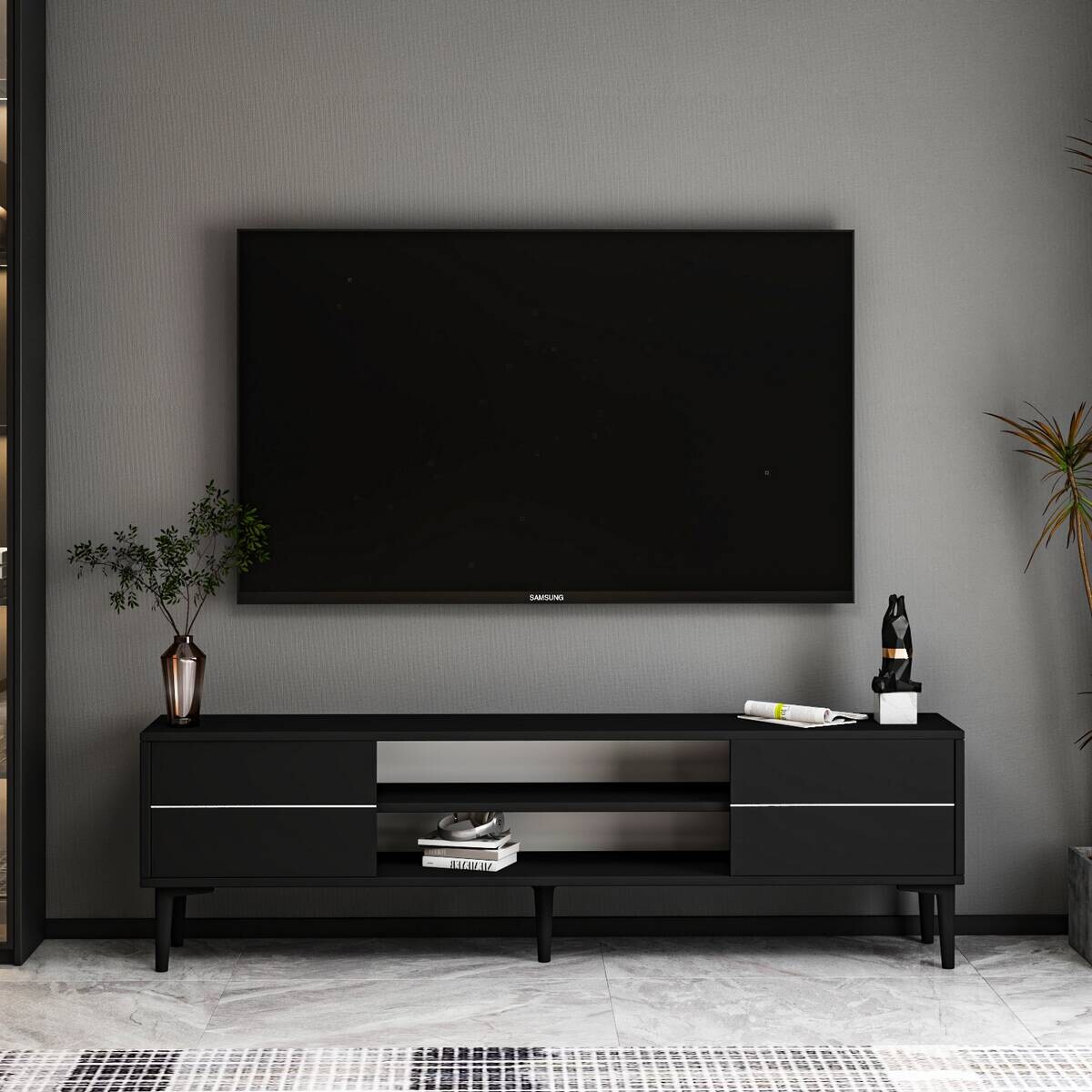 TV-Lowboard Aragon schwarz B/H/T: ca. 140x29,6x44 cm