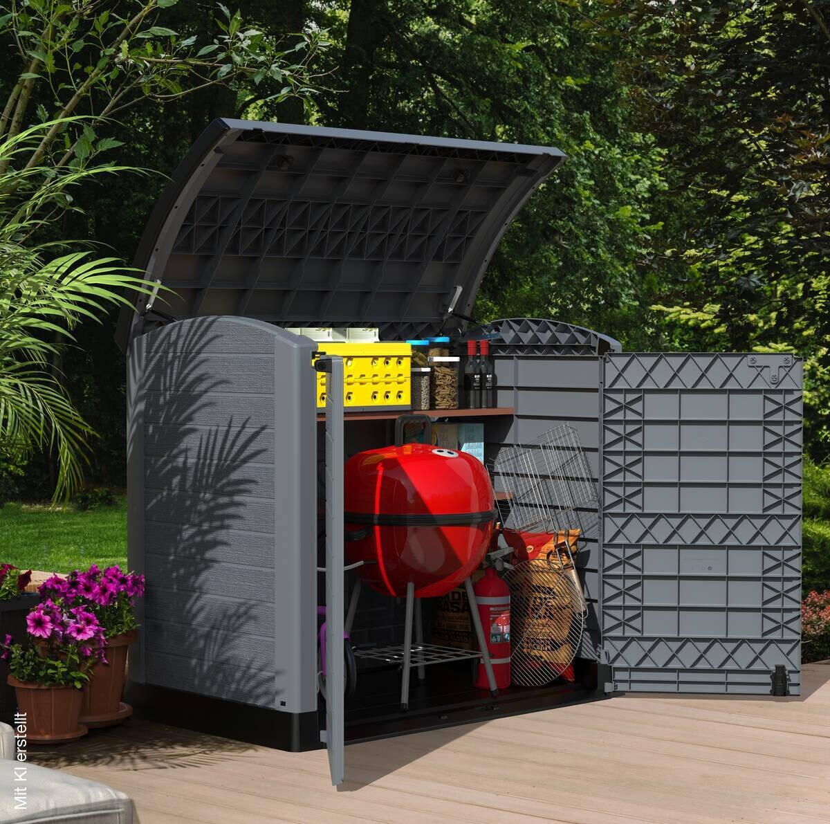 VCM Mülltonnenbox 2er StoreAway grau Kunststoff B/H/L: ca. 145x125x83 cm