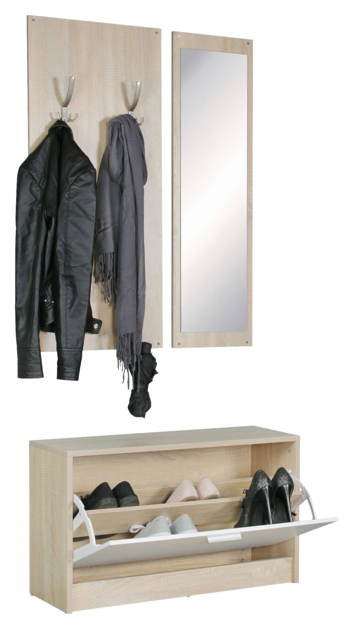 Garderobe Eiche Sonoma Nachbildung weiß B/T: ca. 80x27 cm