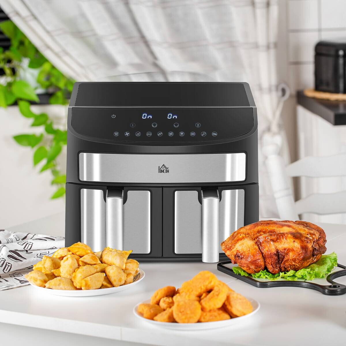 HOMCOM Heißluftfritteuse 800-174V90BK schwarz Kunststoff B/H/L: ca. 36,3x38,8x31,1 cm ca. 8 l