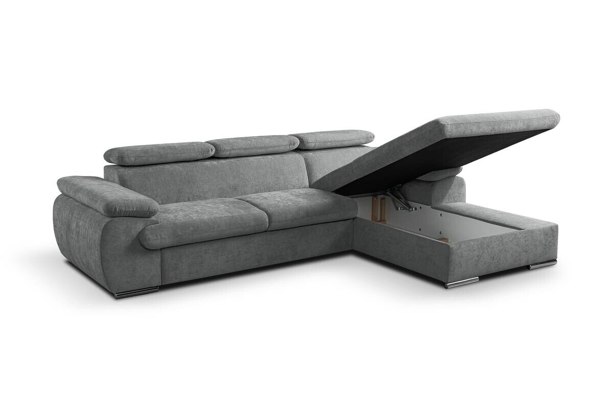Ecksofa mit Bettfunktion und Bettkasten hellgrau Polyester B/H/T: ca. 284x102x196 cm