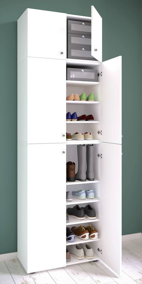 Schuhschrank Lona weiß B/H/T: ca. 70x223x39 cm