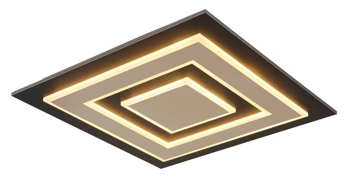 GLOBO Deckenleuchte dunkelbraun mattschwarz MDF Metall B/H/L: ca. 48x5,2x48 cm 1 Brennstellen