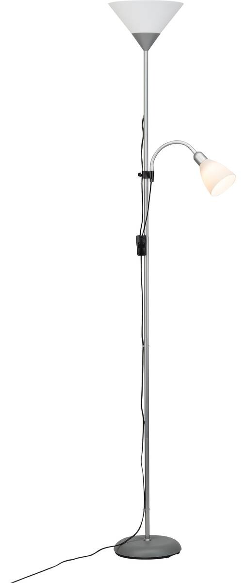 Brilliant Stehlampe Spari G98811/05 silber weiß Metall Kunststoff H/T/D: ca. 180x41x25 cm 2 Brennstellen