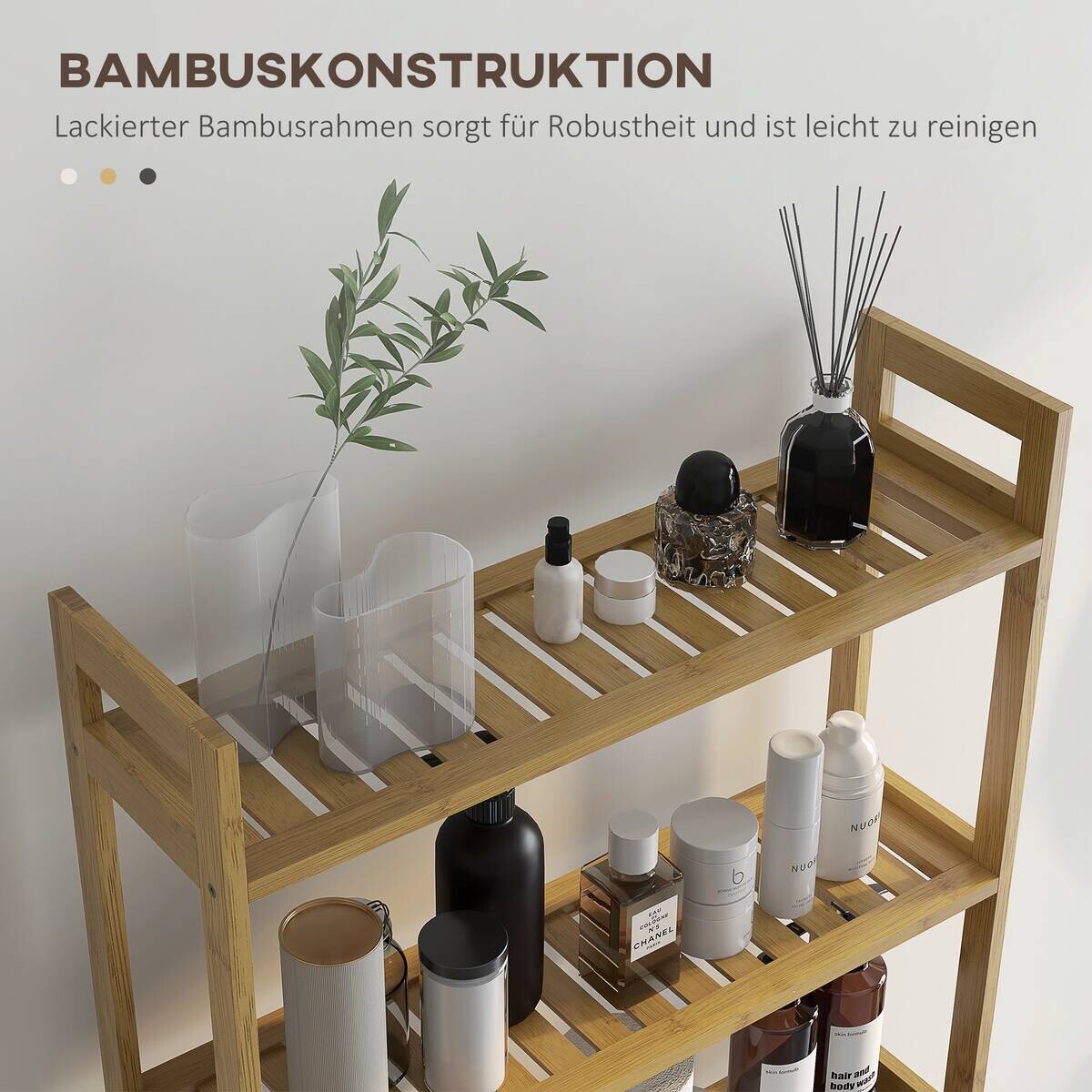 Badregal natur Bambus B/H/L: ca. 20x68x165 cm