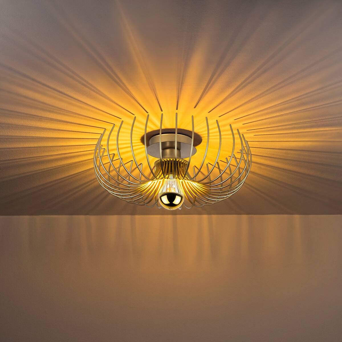 Opviq Pendelleuchte Karsortel gold B/H/T/L/D: ca. 36x12x36x36x36 cm E27 1 Brennstellen