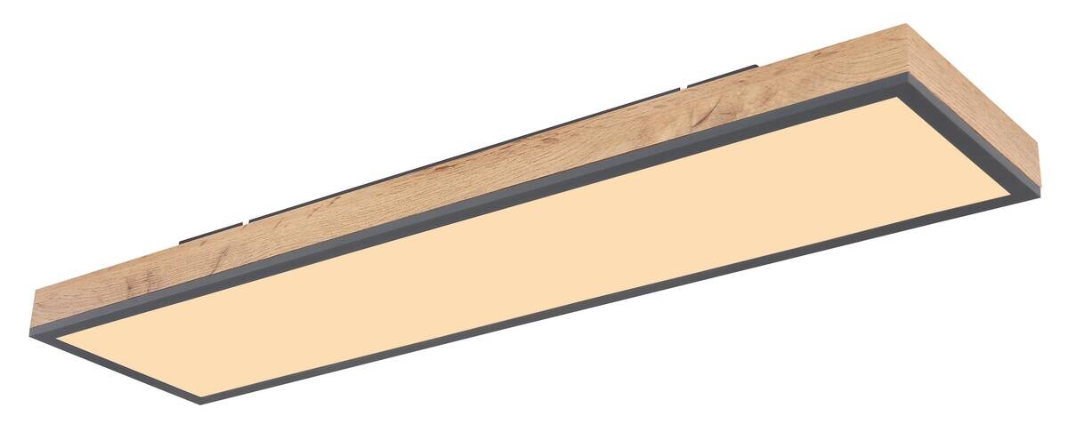 LED-Deckenleuchte Doro Holzoptik Graphit Kunststoff Metall Holz B/H/L: ca. 20x6,5x80 cm