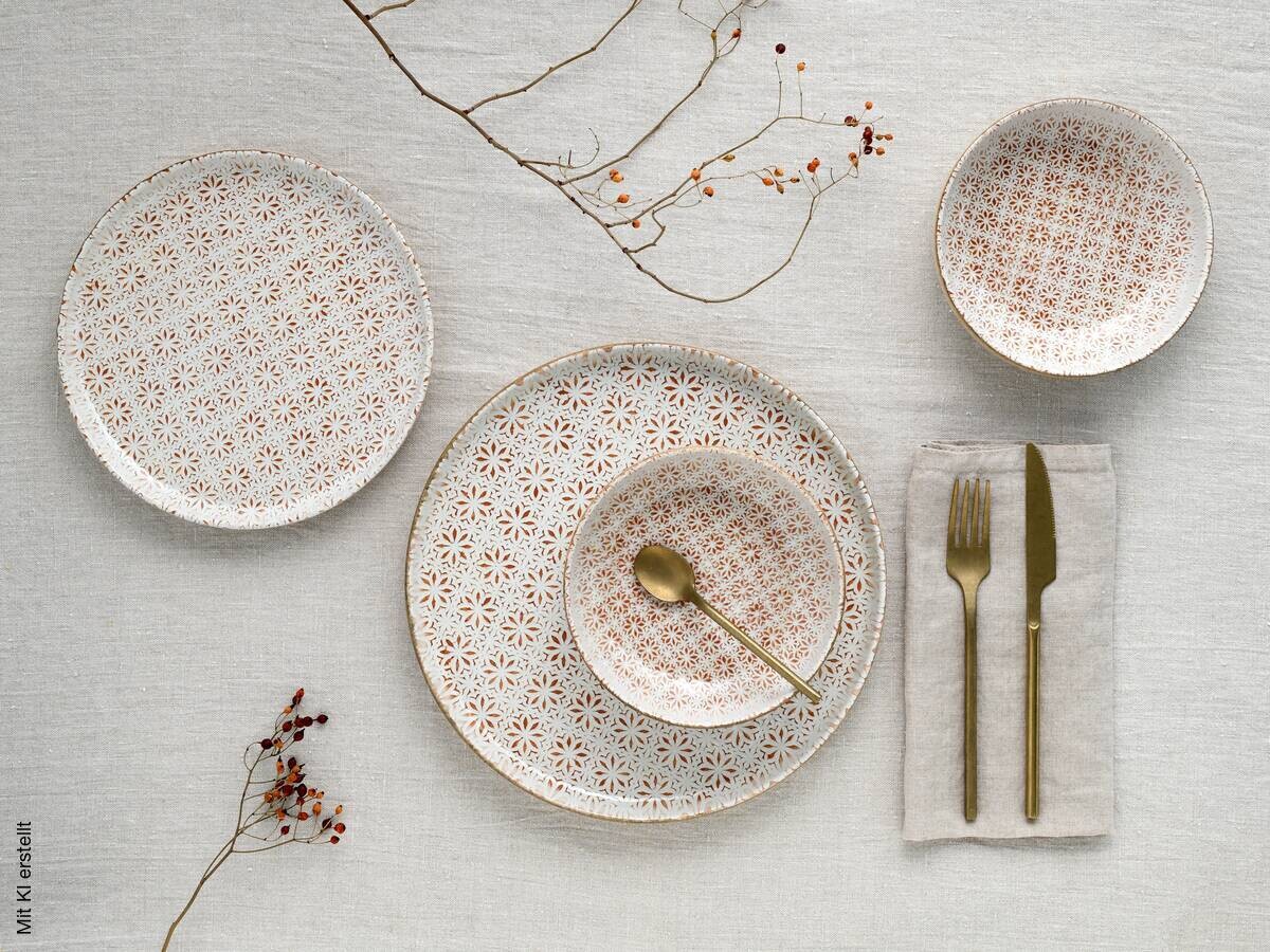 CreaTable Tafelservice Uno Emiliana rot Steinzeug 12 tlg.