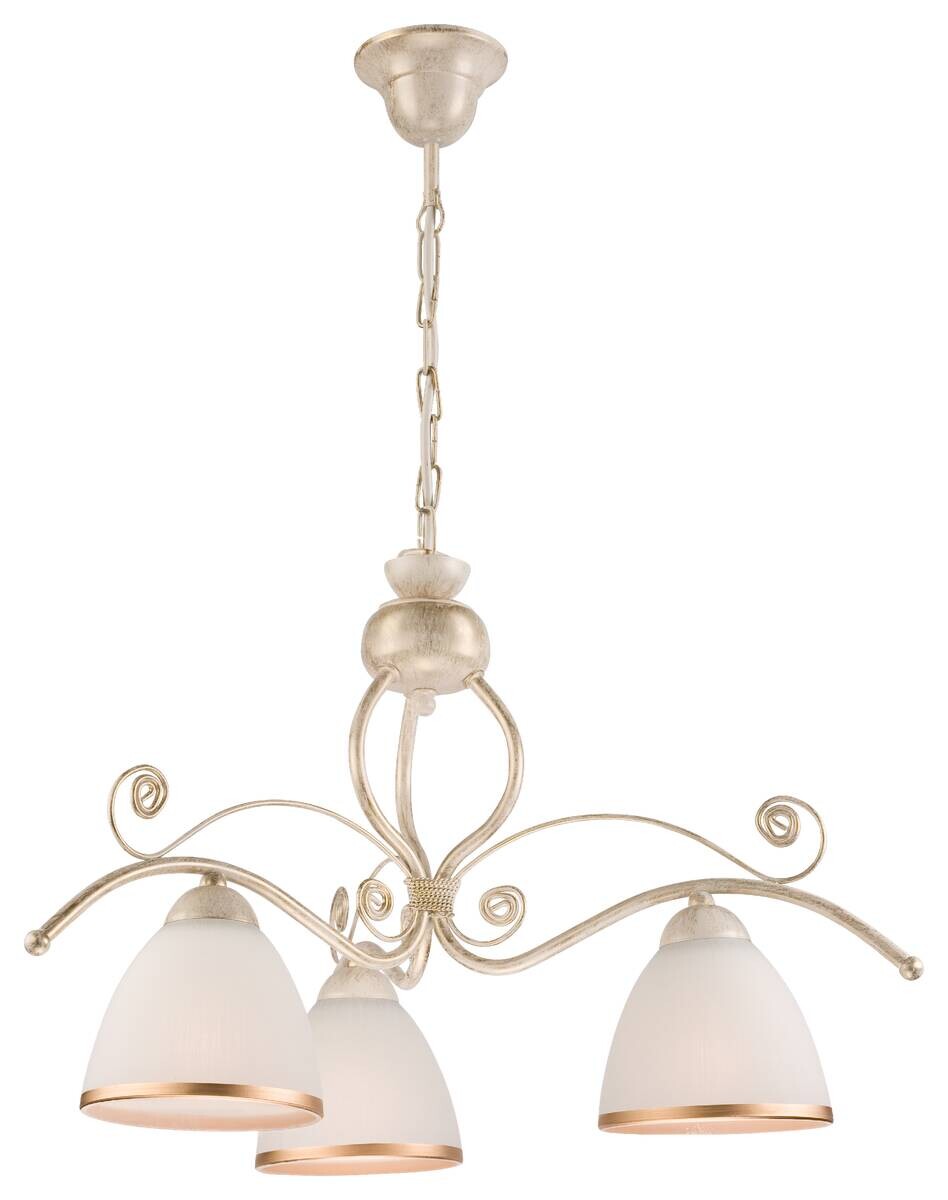 Lamkur Pendelleuchte RETRO II 19192 weiß Glas Stahl H/L: ca. 73x41 cm E27 3 Brennstellen