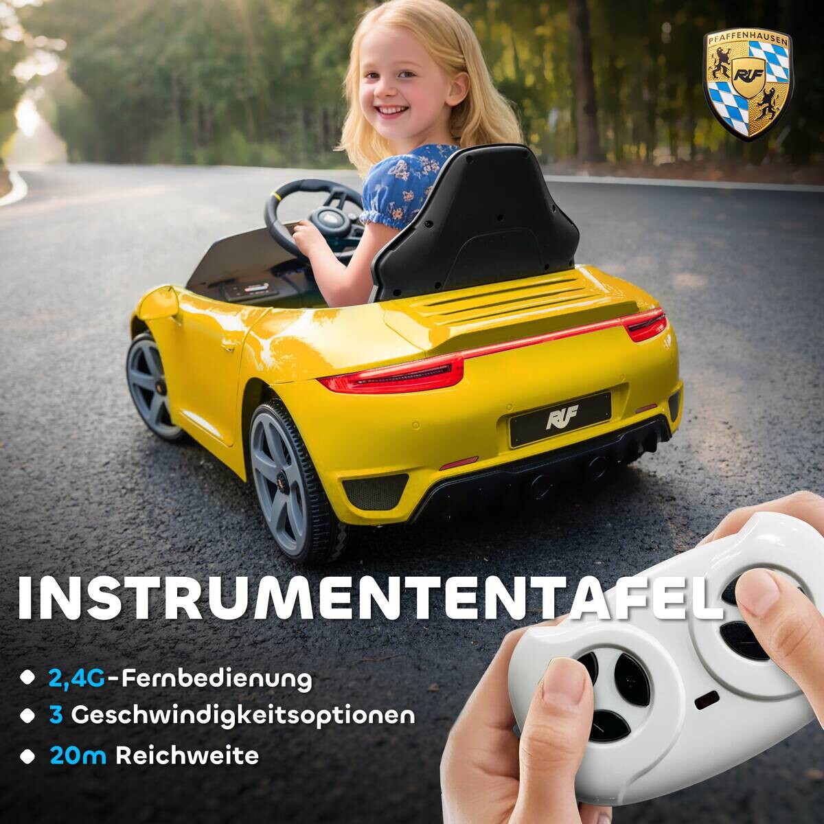 AIYAPLAY Kinder Elektroauto gelb B/H/L: ca. 65,5x47x108 cm