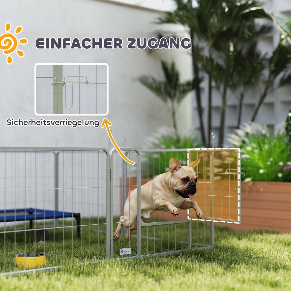 PawHut Welpenauslauf silber Stahl B/H/L: ca. 160x60x160 cm