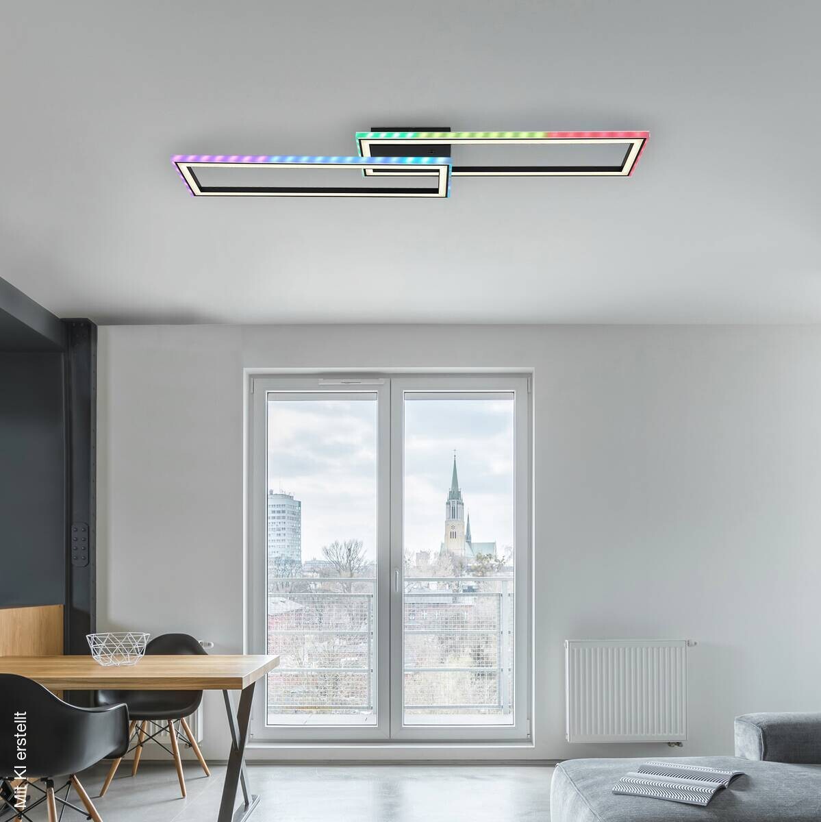 GLOBO LED-Deckenleuchte Opal schwarz Kunststoff Metall B/H/T: ca. 24x5,5x94,5 cm