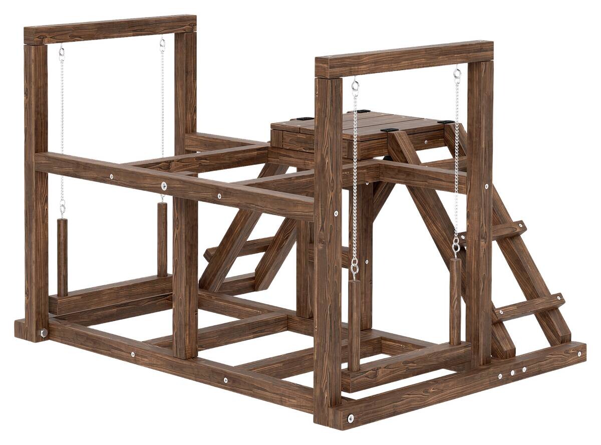 PawHut Hühner-Spielgerüst kaffee Holz B/H/L: ca. 60x55x82 cm