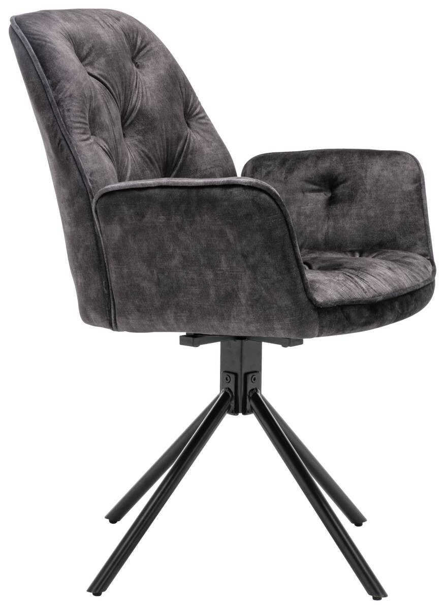 byLIVING Sessel SARINA 2er-Set anthrazit Vintage Samt Metall B/H/T: ca. 59,5x89x62 cm