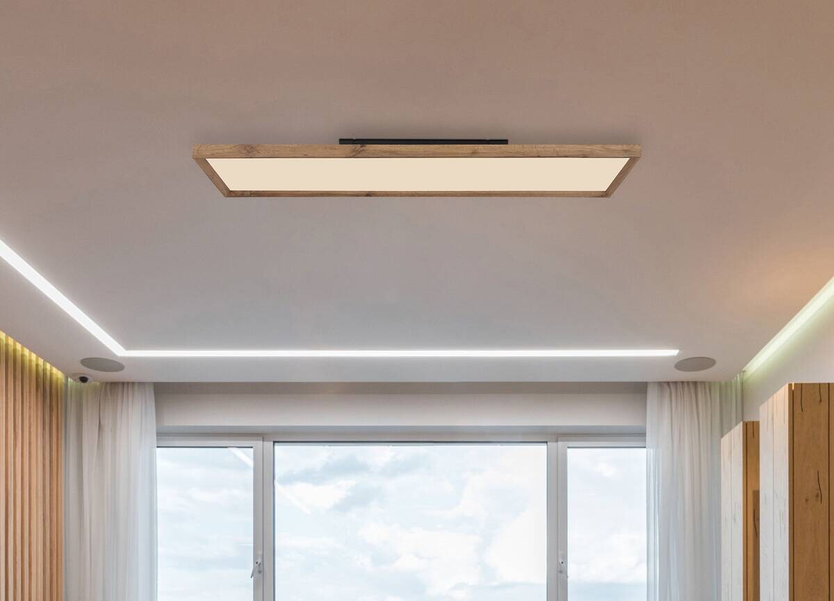 GLOBO LED-Deckenleuchte weiß schwarz Metall B/H/T: ca. 30x8,5x120 cm