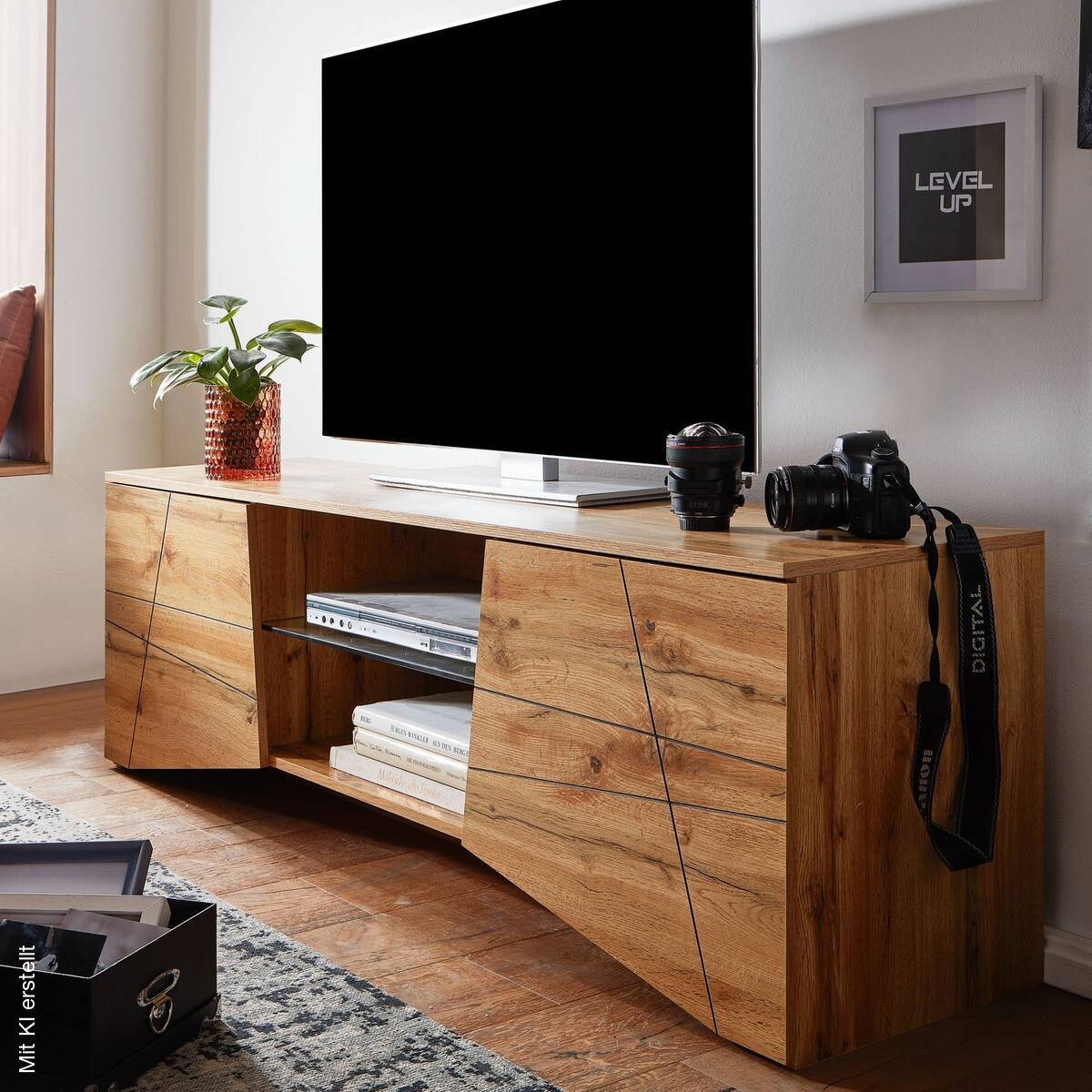 Lowboard Eiche Nachbildung glasklar B/H/T: ca. 160x50x40 cm