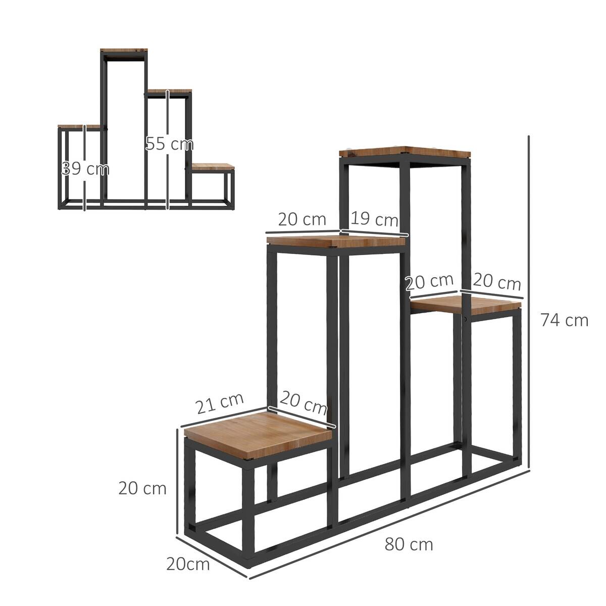 Outsunny Blumenregal hellbraun Holz B/H/L: ca. 20x74x80 cm