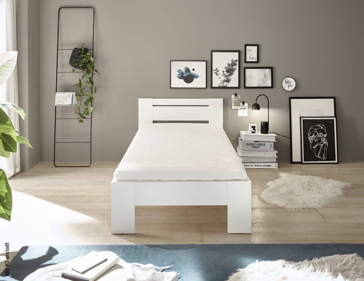 Futonbett Cannes weiß Liegefläche B/L: ca. 90x200 cm