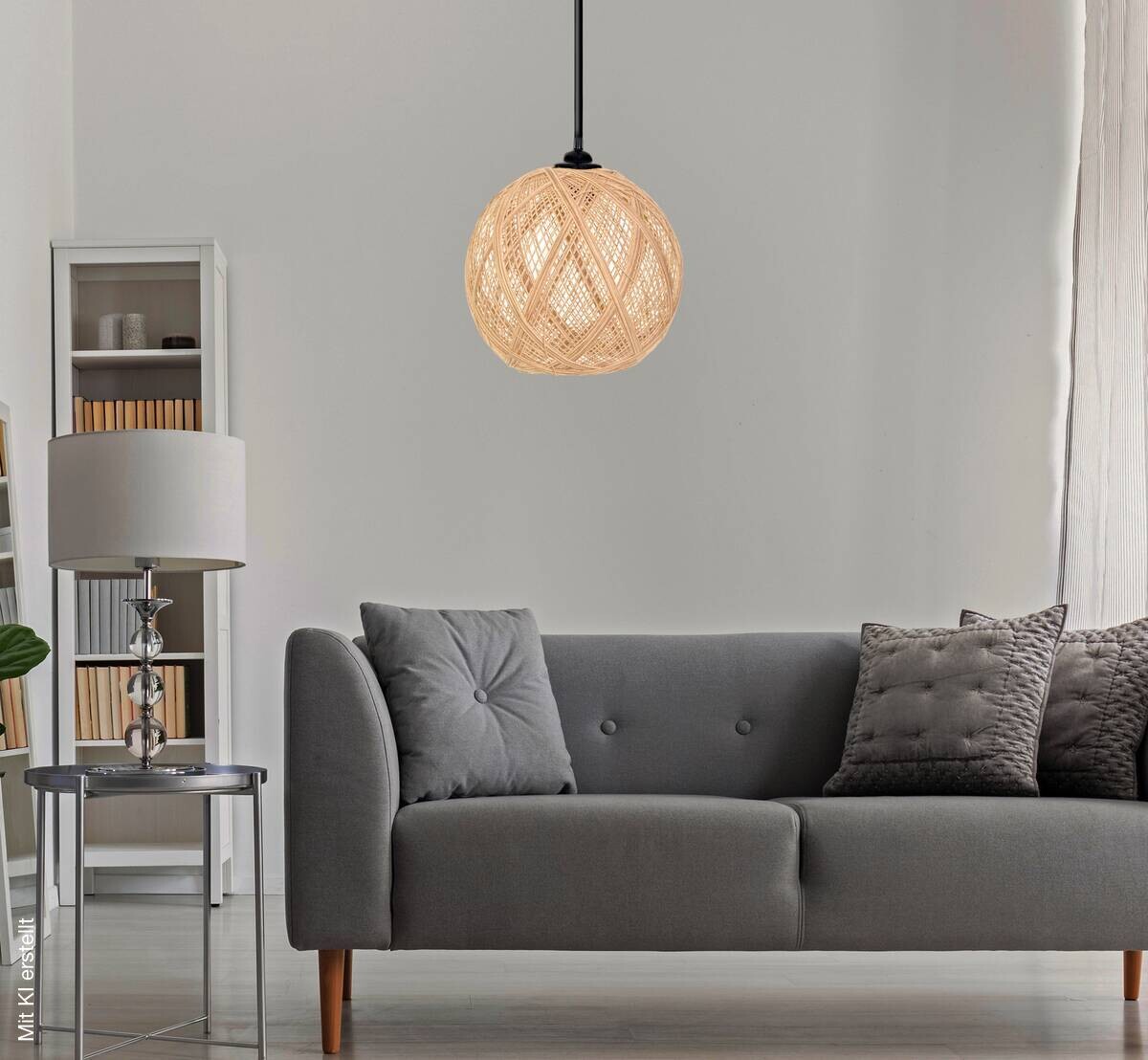 Opviq Pendelleuchte ecru braun B/H/T/L: ca. 22x55x24x22 cm E27 1 Brennstellen