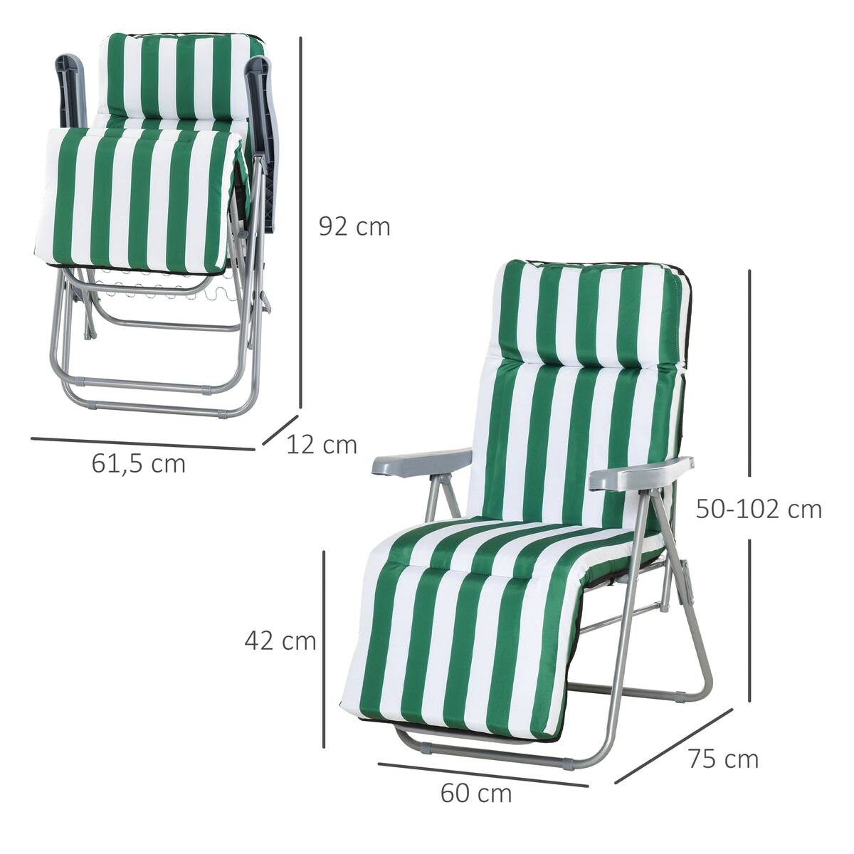 Outsunny Gartenliege weiß Stahl B/H/L: ca. 75x102x60 cm