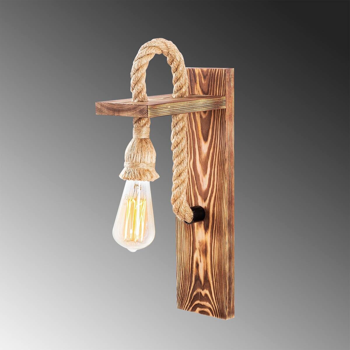 Opviq Wandleuchte Erebos natur Holz B/H/T/L: ca. 18x40x18x11 cm E27 1 Brennstellen