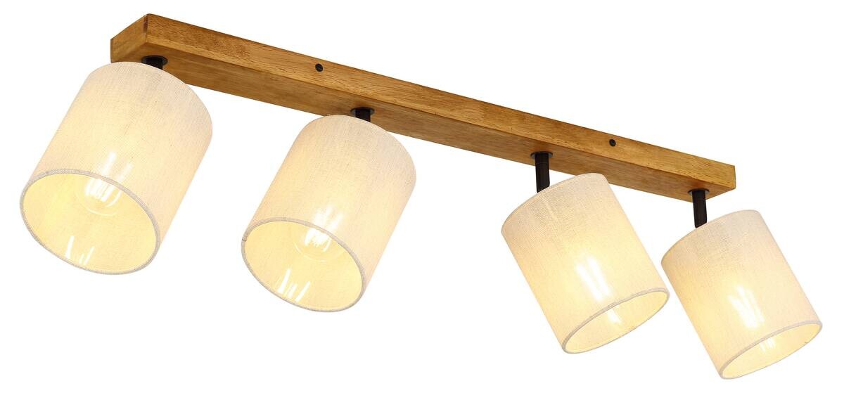 GLOBO Spot JULE braun Leinen Holz B/H/T: ca. 13x24x79,5 cm E27 4 Brennstellen