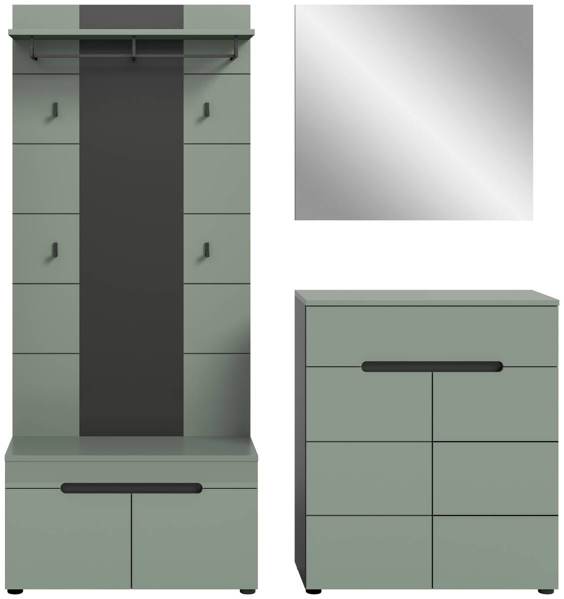 Garderobe Canu grün basaltgrau Nachbildung B/H/T: ca. 175x190x37 cm